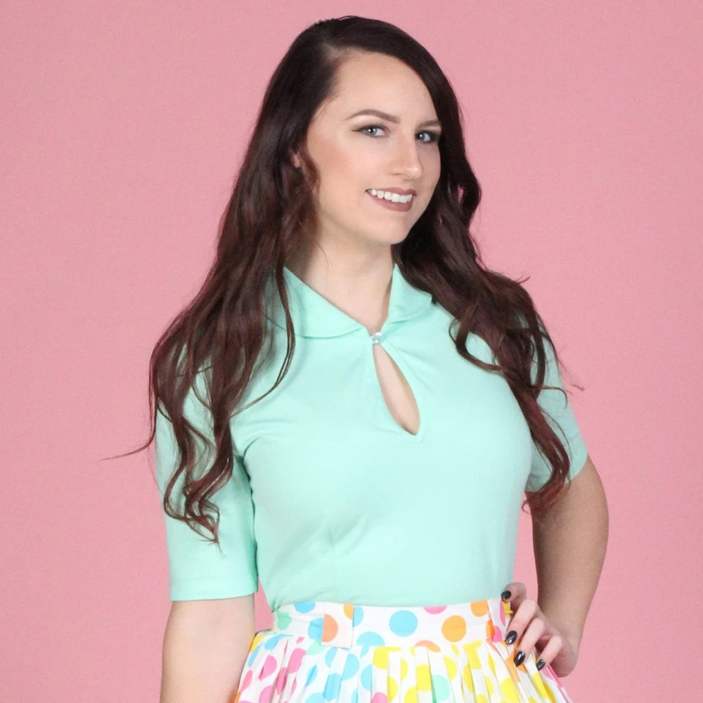 NWT Tatyana Keynote Vintage-Inspired Blouse with Peter Pan Collar